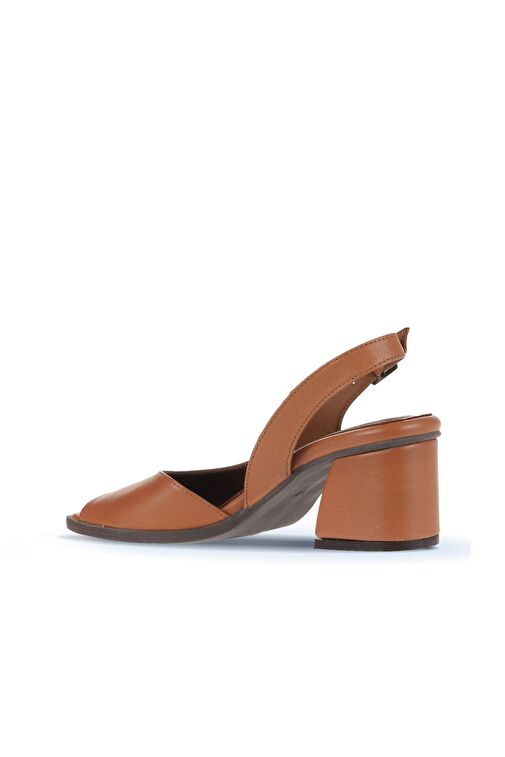 Bueno Shoes Taba Koyu Deri Kadın Topuklu Sandalet 01wa3501 - Görsel 5