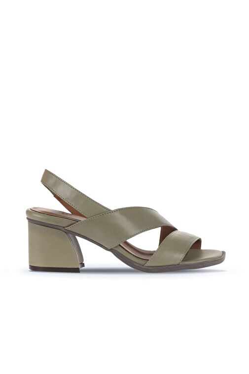 Bueno Shoes Haki Deri Kadın Topuklu Sandalet 01wa3502 - Görsel 2