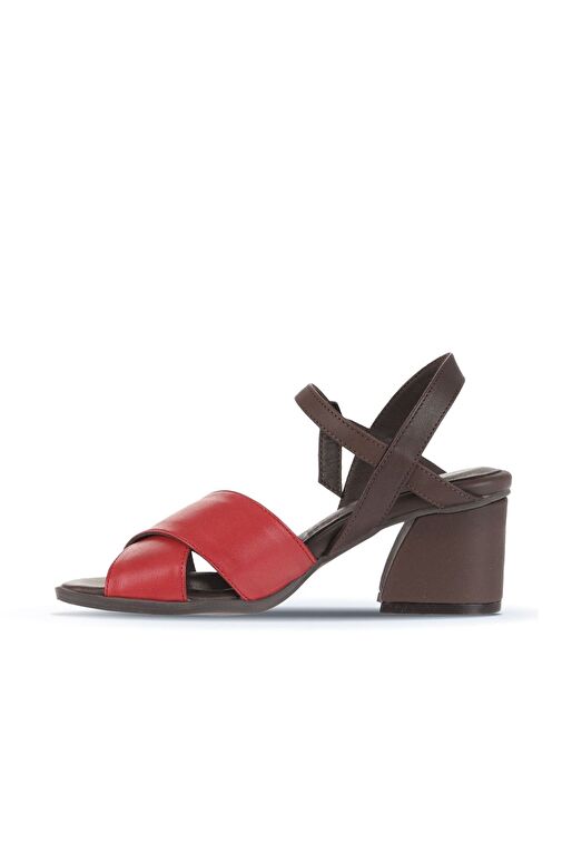 Bueno Shoes Kırmızı Kahve Deri Kadın Topuklu Sandalet 01wa3500 - Görsel 4