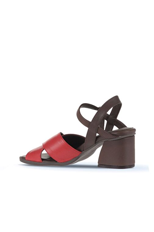 Bueno Shoes Kırmızı Kahve Deri Kadın Topuklu Sandalet 01wa3500 - Görsel 5