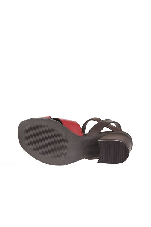 Bueno Shoes Kırmızı Kahve Deri Kadın Topuklu Sandalet 01wa3500 - Görsel 6