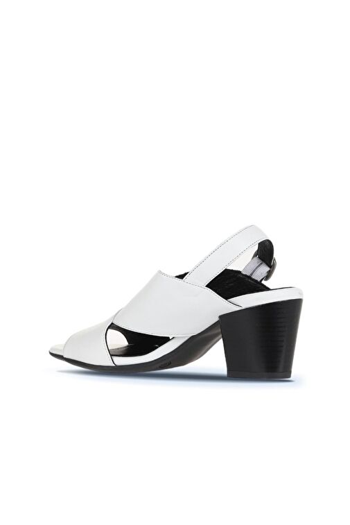Bueno Shoes Beyaz Deri Kadın Topuklu Sandalet 01wn2603 - Görsel 5