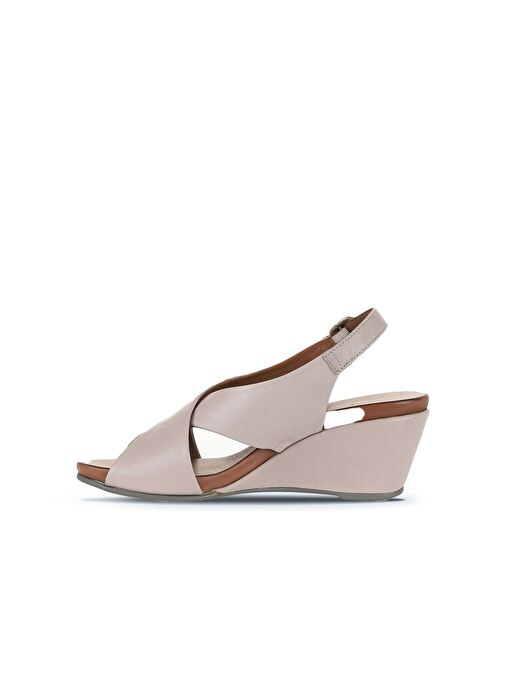 Bueno Shoes Gri Deri Kadın Dolgu Topuklu Sandalet 01wj1501 - Görsel 4