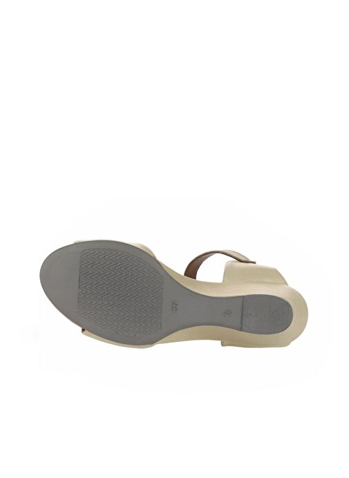 Bueno Shoes Haki Deri Kadın Dolgu Topuklu Sandalet 01wj1503 - Görsel 6
