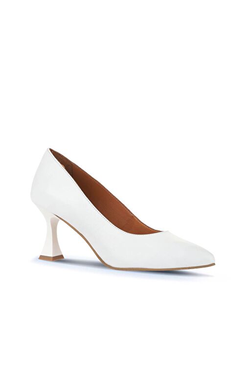 Bueno Shoes Beyaz Deri Kadın Topuklu Ayakkabı 01wa1401 - Görsel 3