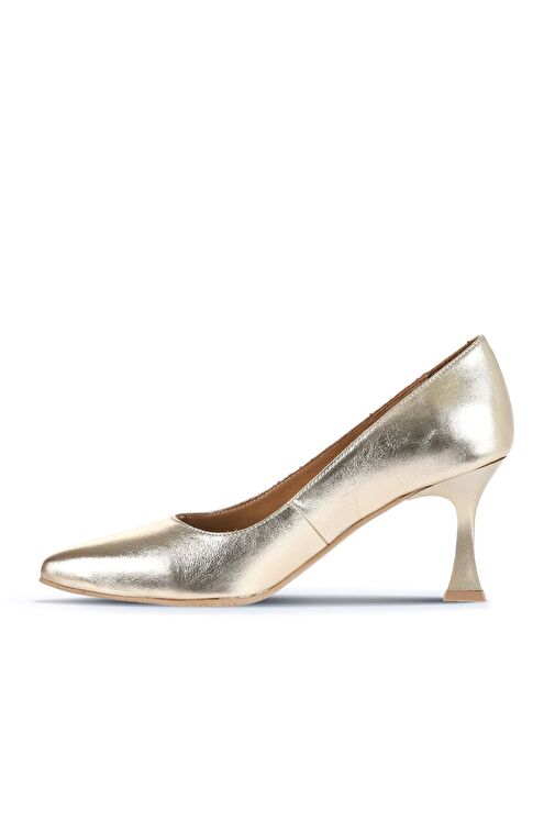 Bueno Shoes Altın Parlak Deri Kadın Topuklu Ayakkabı 01wa1401 - Görsel 4