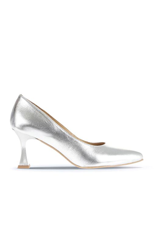 Bueno Shoes Gümüş Deri Kadın Topuklu Ayakkabı 01wa1401 - Görsel 2