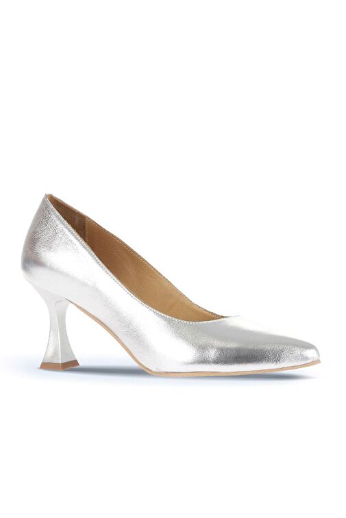 Bueno Shoes Gümüş Deri Kadın Topuklu Ayakkabı 01wa1401 - Görsel 3