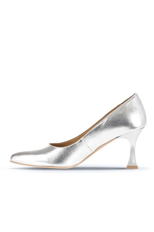 Bueno Shoes Gümüş Deri Kadın Topuklu Ayakkabı 01wa1401 - Görsel 4