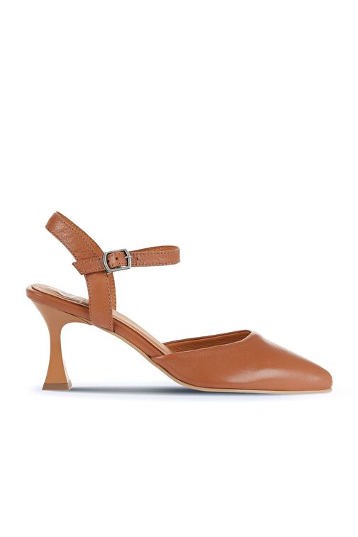 Bueno Shoes Taba Koyu Deri Kadın Topuklu Ayakkabı 01wa1403 - Görsel 2