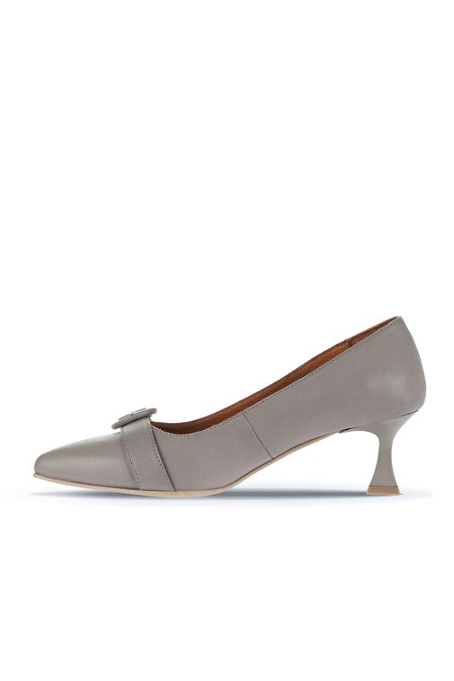 Bueno Shoes Gri Deri Kadın Topuklu Ayakkabı 01wa1305 - Görsel 4