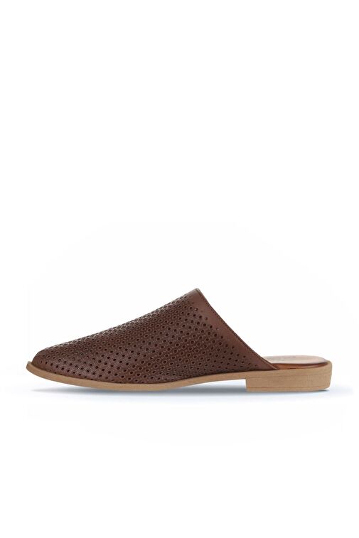Bueno Shoes Kahverengi Deri Kadın Düz Terlik 01wa9200 - Görsel 4