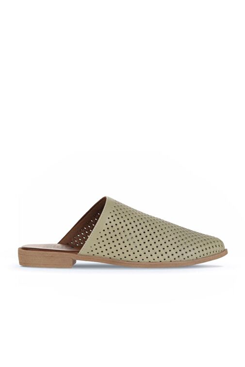 Bueno Shoes Haki Deri Kadın Düz Terlik 01wa9200 - Görsel 2