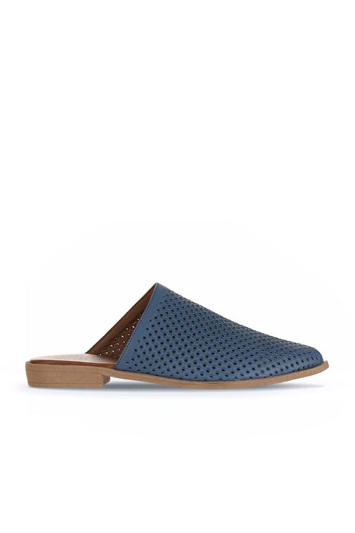 Bueno Shoes Mavi Deri Kadın Düz Terlik 01wa9200 - Görsel 3