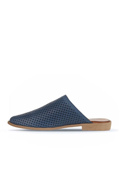 Bueno Shoes Mavi Deri Kadın Düz Terlik 01wa9200 - Görsel 9