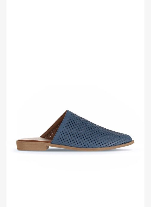 Bueno Shoes Mavi Deri Kadın Düz Terlik 01wa9200 - Görsel 2