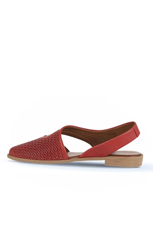 Bueno Shoes Kırmızı Deri Kadın Düz Sandalet 01wa9202 - Görsel 5