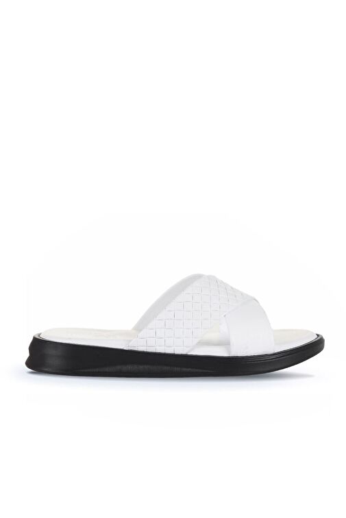 Bueno Shoes Beyaz Deri/örgü Erkek Düz Terlik 25mt2230 - Görsel 2