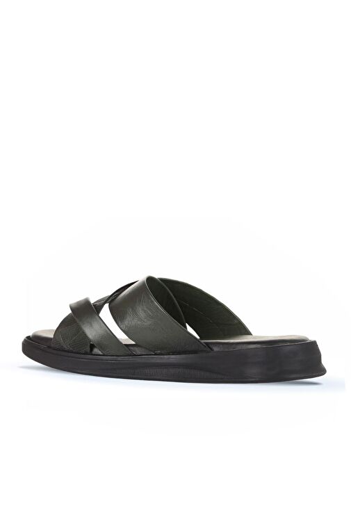 Bueno Shoes Haki Baskılı Deri Erkek Düz Terlik 25mt2232 - Görsel 5