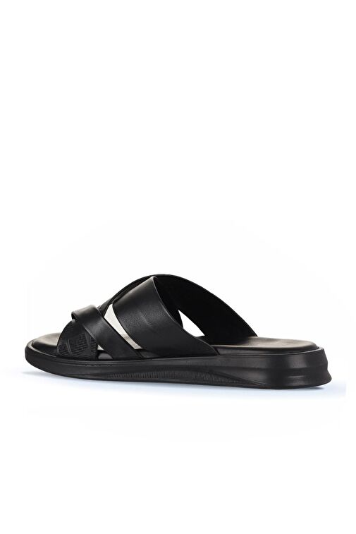 Bueno Shoes Siyah Baskılı Deri Erkek Düz Terlik 25mt2232 - Görsel 7