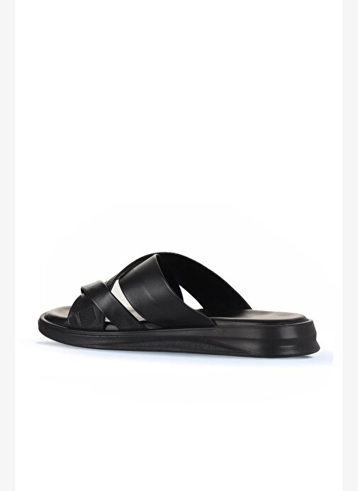 Bueno Shoes Siyah Baskılı Deri Erkek Düz Terlik 25mt2232 - Görsel 8