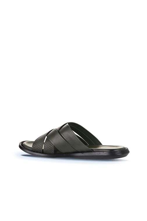 Bueno Shoes Haki Deri Erkek Düz Terlik 25mt2233 - Görsel 5