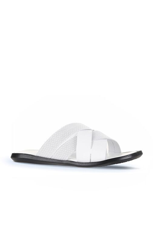 Bueno Shoes Beyaz Deri Erkek Düz Terlik 25mt2233 - Görsel 3