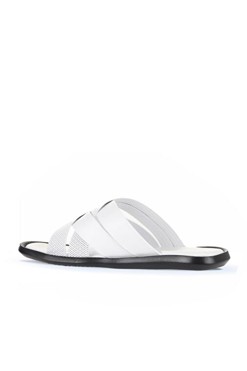 Bueno Shoes Beyaz Deri Erkek Düz Terlik 25mt2233 - Görsel 5