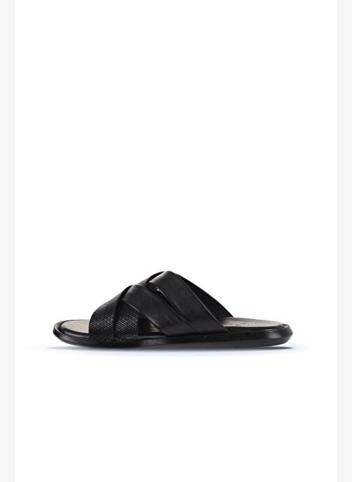 Bueno Shoes Siyah Deri Erkek Düz Terlik 25mt2233 - Görsel 4