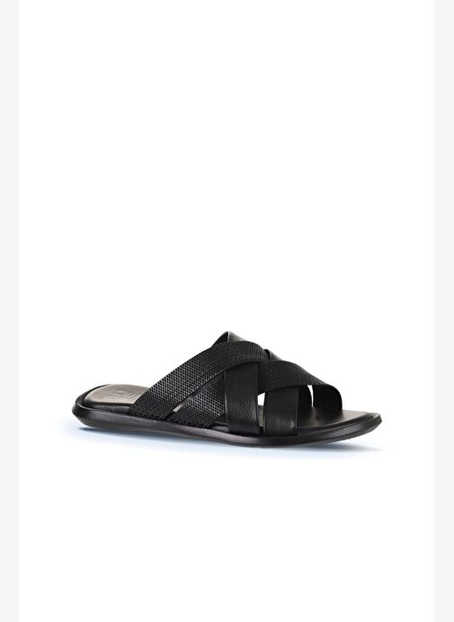 Bueno Shoes Siyah Deri Erkek Düz Terlik 25mt2233 - Görsel 3