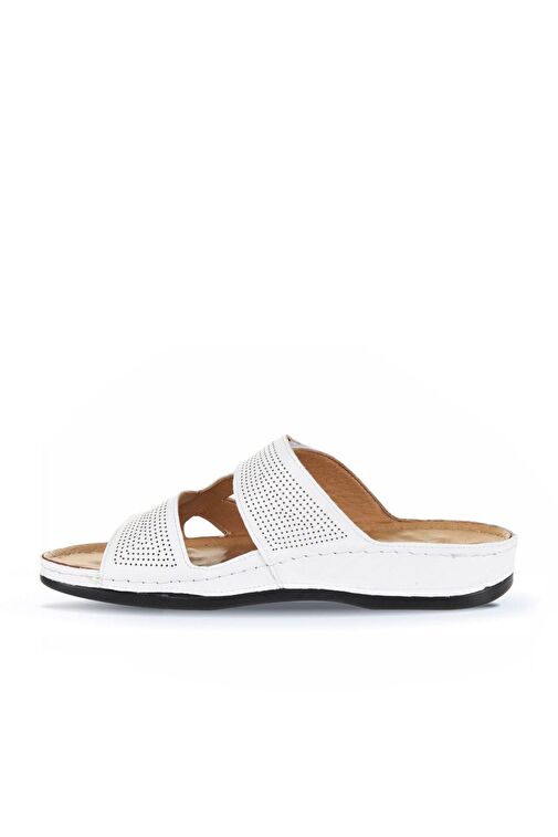 Bueno Shoes Beyaz Baskılı Deri Erkek Düz Terlik 25mt2411 - Görsel 4