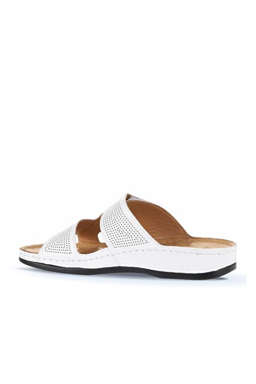 Bueno Shoes Beyaz Baskılı Deri Erkek Düz Terlik 25mt2411 - Görsel 5