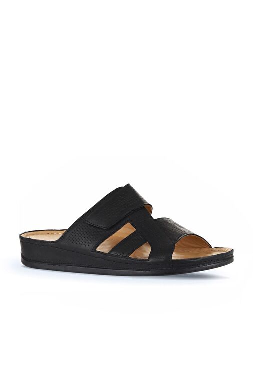 Bueno Shoes Siyah Baskılı Deri Erkek Düz Terlik 25mt2411 - Görsel 3