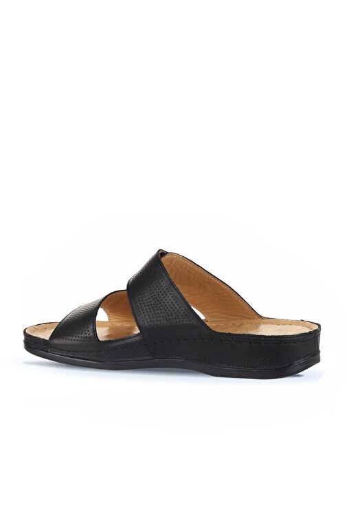 Bueno Shoes Siyah Baskılı Deri Erkek Düz Terlik 25mt2411 - Görsel 5