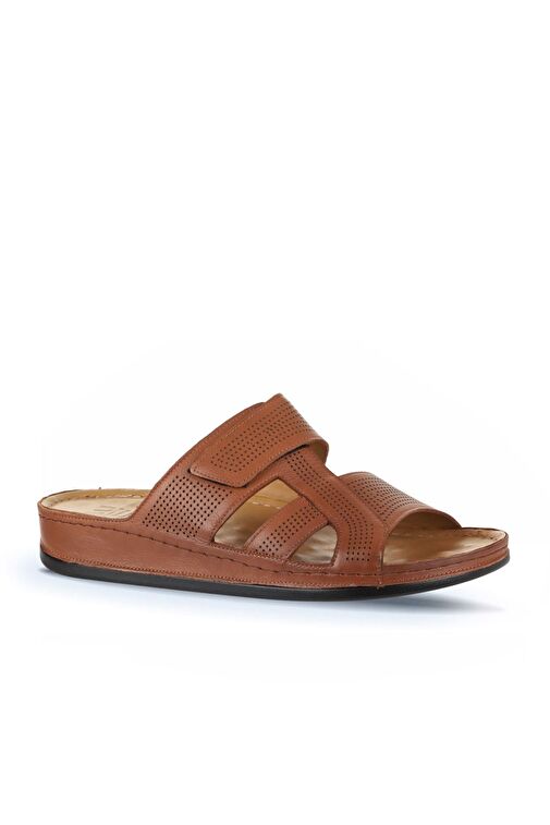 Bueno Shoes Taba Baskılı Deri Erkek Düz Terlik 25mt2411 - Görsel 3