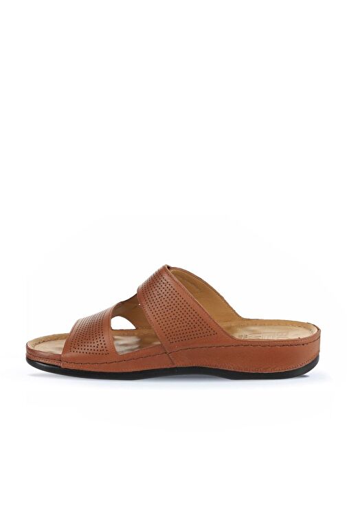 Bueno Shoes Taba Baskılı Deri Erkek Düz Terlik 25mt2411 - Görsel 4