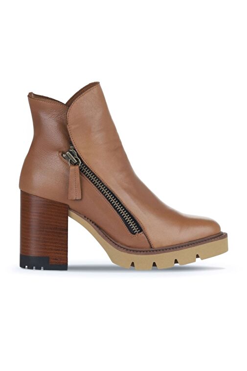 Bueno Shoes Kahverengi Amf Deri Kadın Topuklu Bot 01wz0801 - Görsel 2