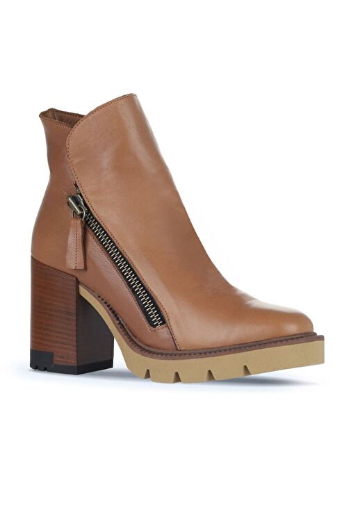 Bueno Shoes Kahverengi Amf Deri Kadın Topuklu Bot 01wz0801 - Görsel 3
