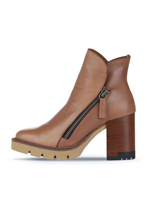 Bueno Shoes Kahverengi Amf Deri Kadın Topuklu Bot 01wz0801 - Görsel 4
