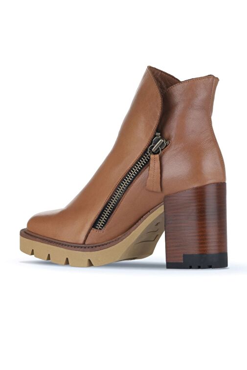 Bueno Shoes Kahverengi Amf Deri Kadın Topuklu Bot 01wz0801 - Görsel 5
