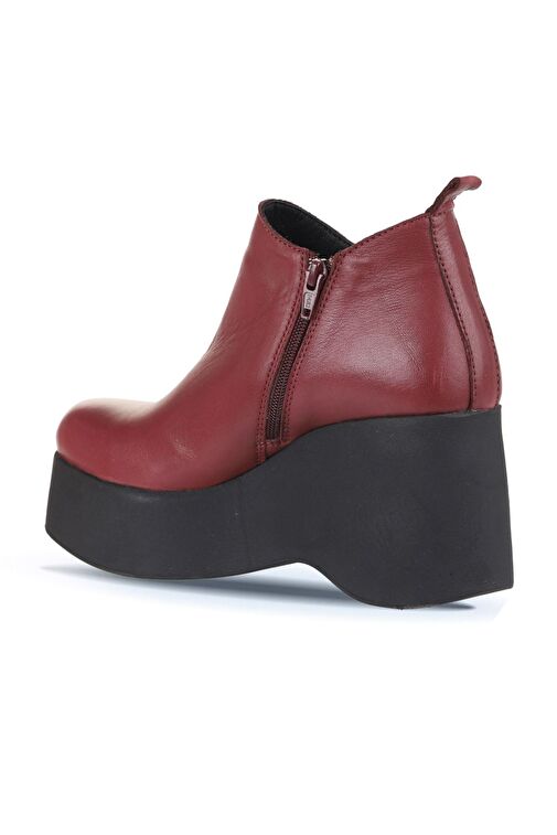 Bueno Shoes Bordo Deri Kadın Dolgu Topuklu Bot 01wz8603 - Görsel 5