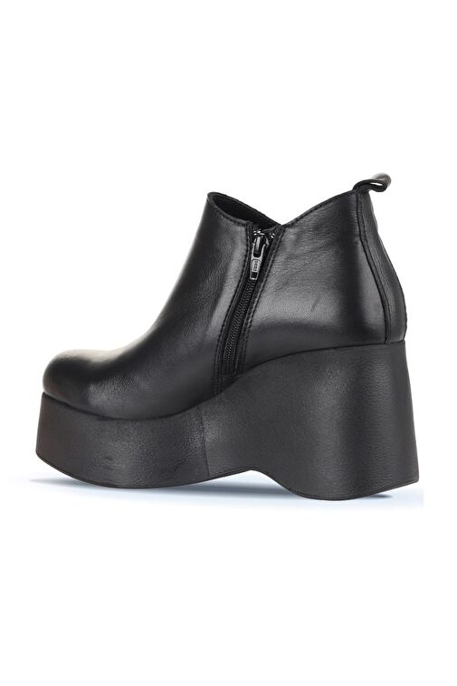 Bueno Shoes Siyah Deri Kadın Dolgu Topuklu Bot 01wz8603 - Görsel 5