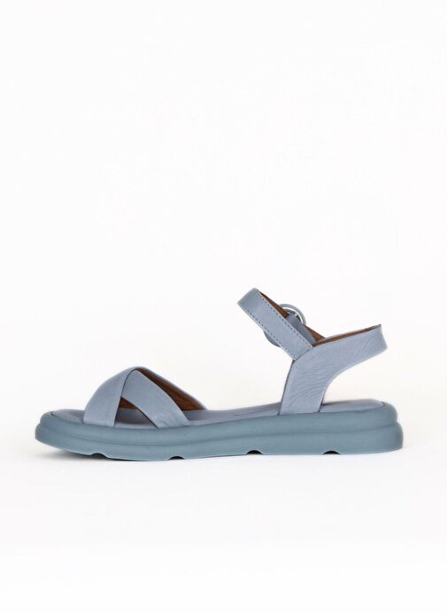 Bueno Shoes Mavi Deri Kadın Sandalet 01wy9409 - Görsel 4