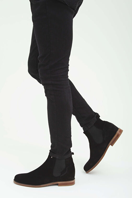 Tamer Tanca Erkek Hakiki Deri Siyah Süet Casual Bot - Görsel 2