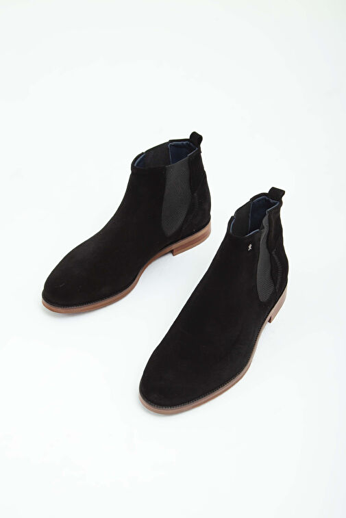 Tamer Tanca Erkek Hakiki Deri Siyah Süet Casual Bot - Görsel 6