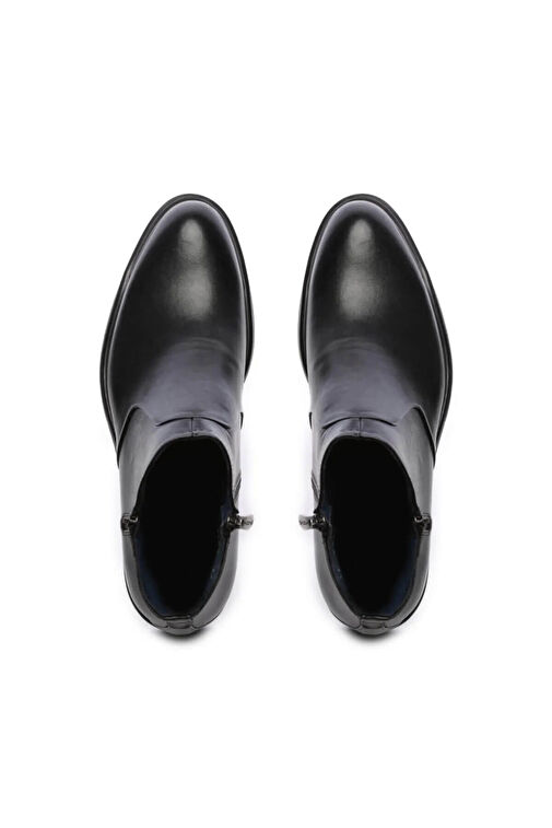 Tamer Tanca Erkek Hakiki Deri Siyah Klasik Bot - Görsel 5