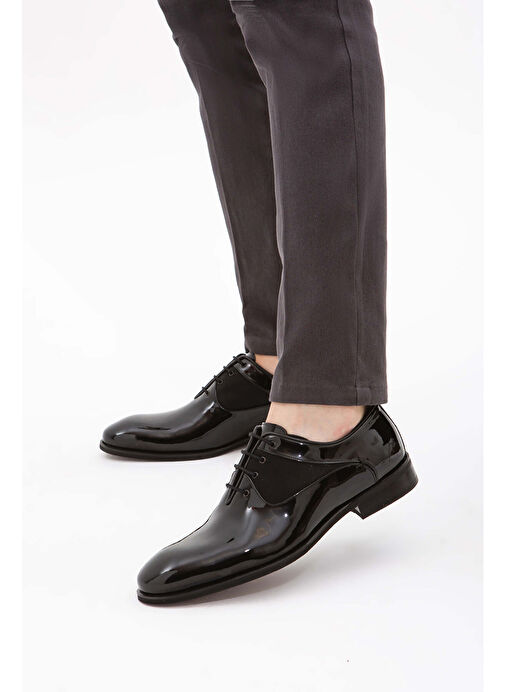 Tamer Tanca Erkek Hakiki Deri Siyah Rugan Klasik Ayakkabı - Görsel 4