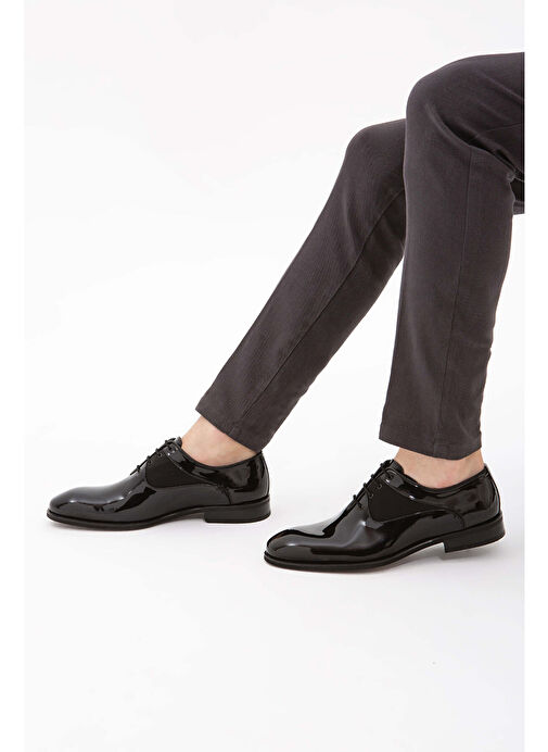 Tamer Tanca Erkek Hakiki Deri Siyah Rugan Klasik Ayakkabı - Görsel 5