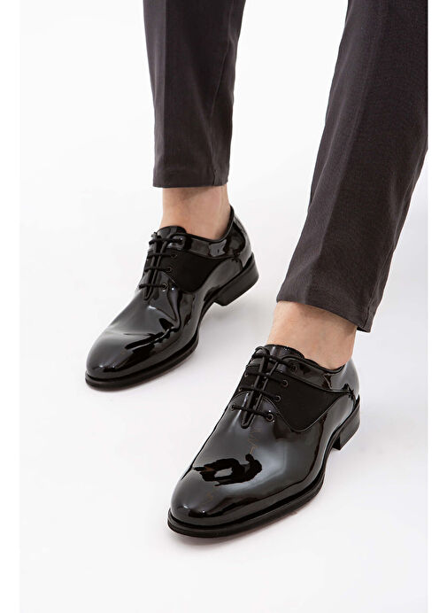 Tamer Tanca Erkek Hakiki Deri Siyah Rugan Klasik Ayakkabı - Görsel 6