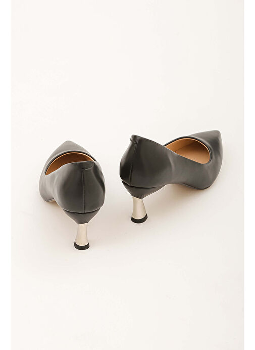 Tamer Tanca Kadın Suni Deri Siyah Topuklu Ayakkabı - Görsel 5